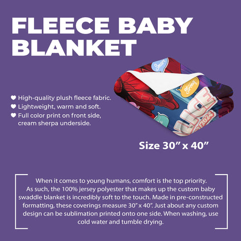 Personalized Scarlet Magic Baby Blanket – Superhero Girl Style with Custom Name & Background